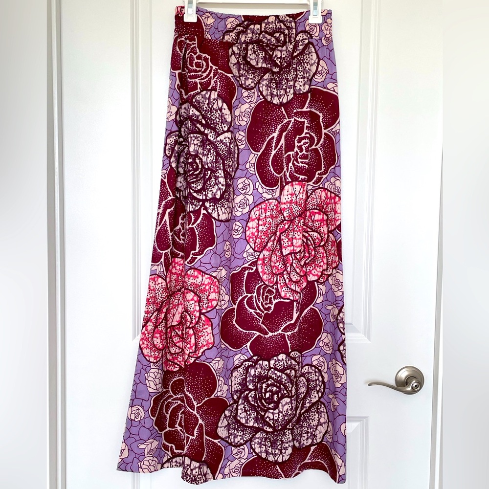 Cotton Floral Print Maxi Skirt